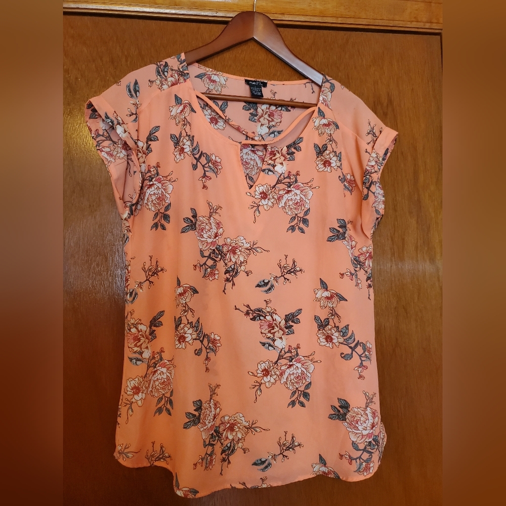 Pink floral blouse